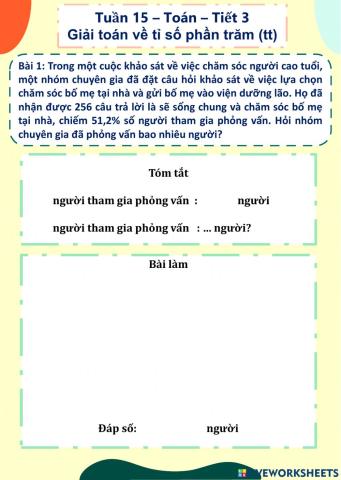 Tuần 15 - Toán - Tiết 3 - Giải toán về tỉ số phần trăm