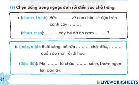 Bài tập chính tả - Tuần 12