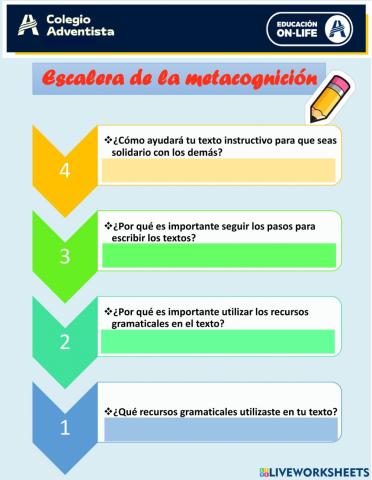 Escalera Metacognición (Textos instructivos)