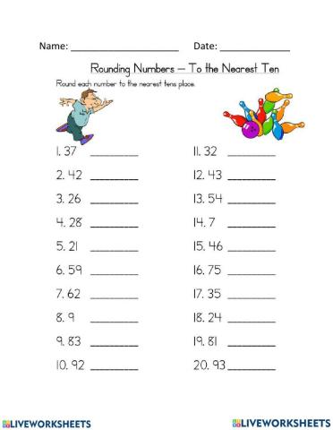 Round off numbers to the nearest tens