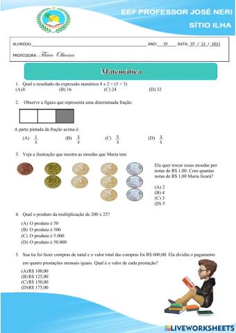 Avaliação de Matemática