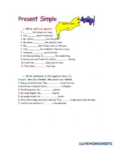 Present simple: negative phrases