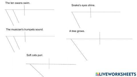 Diagramming adjectives and articles.