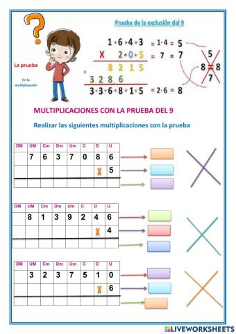 Multiplicaciones con la prueba del 9