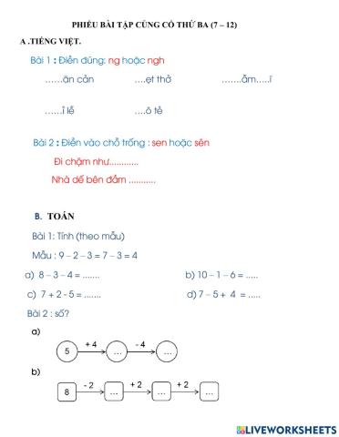 Phiếu ôn tập thứ ba 7-12