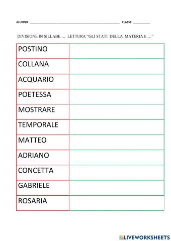 Divisione in sillabe