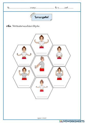 ใบงานนาฏยศัพท์และภาษาท่า