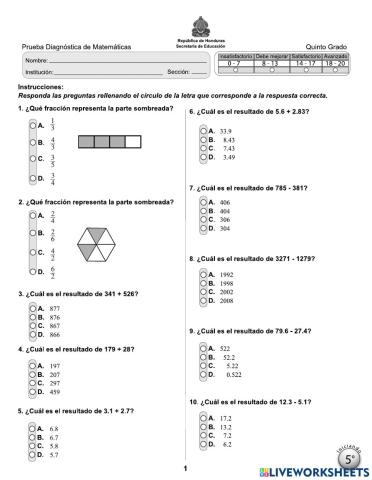 Prueba diagnosta 5to