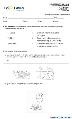 Evaluación Mensual Catequesis