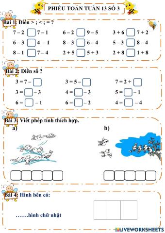 Phiếu bài tập Toán tuần 13 - số 3