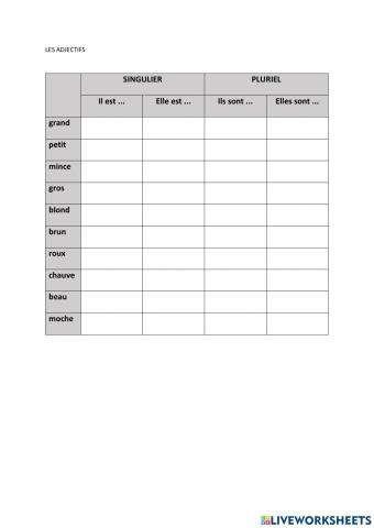 Les adjectifs