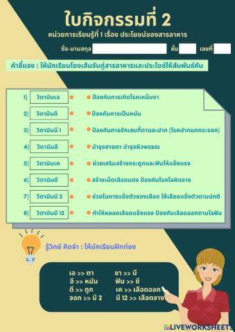 ประโยชน์ของสารอาหาร