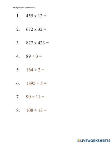 multiplication and division