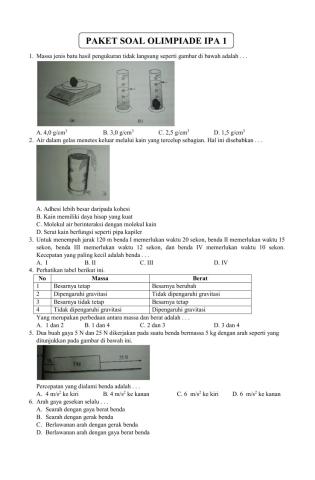 Soal latihan olimpiade ipa 1 bagian 1