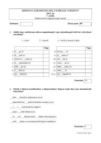 Simonyi 2015, 7. osztály