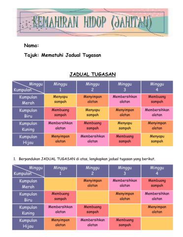 Jadual Tugasan