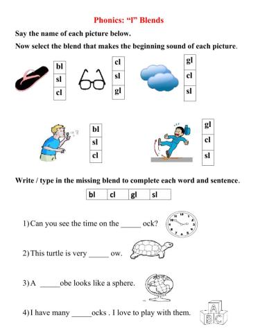 Consonant Blends - l blends