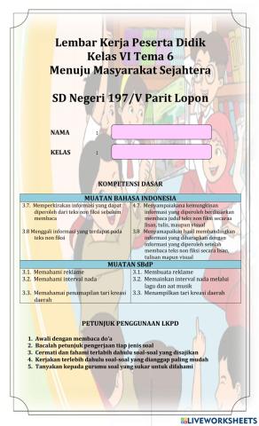 LKPD Kelas 6 Tema 6 SD Negeri 197 Parit Lopon