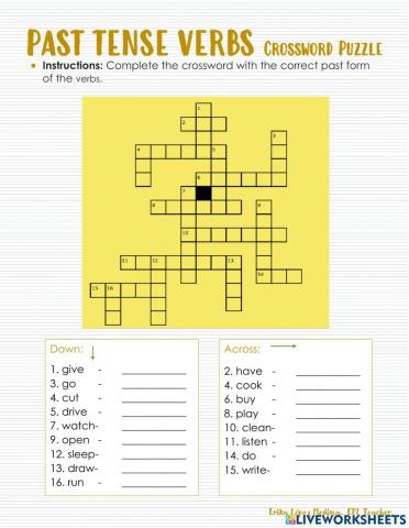 Past Tense Verbs Crossword Puzzle