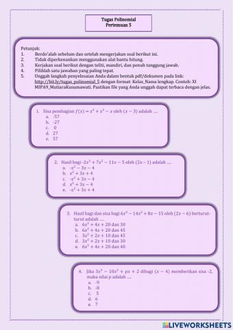 Tugas Polinomial Pertemuan 5