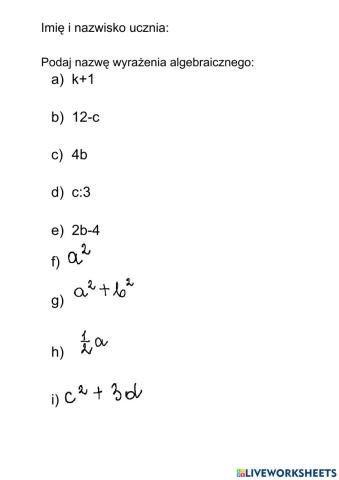 Odczytywanie wyrażeń algebraicznych