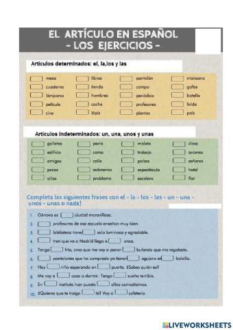 El artículo determinado e indeterminado