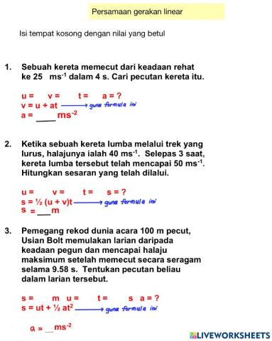 2.1 Persamaan Gerakan Linear