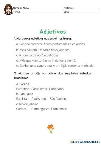 Adjetivos e Adjetivos pátrios