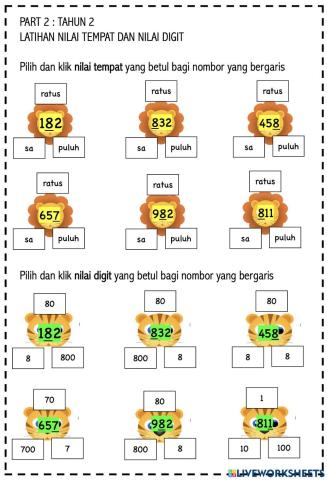 Part 2 : tahun 2 latihan nilai tempat dan nilai digit