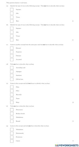 National 5 Practise Questions VOCAL MUSIC