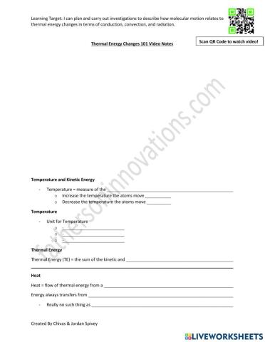 Conduction, Convection, Radiation Video notes with Quiz