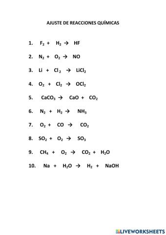 Ajuste de reacciones químicas