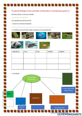 Animales vertebrados e invertebrados parte 1