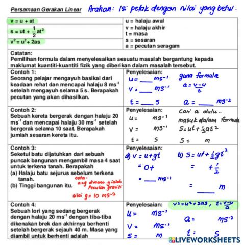 2.1 Persamaan gerakan linear