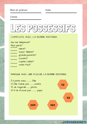 Adjectifs possessifs