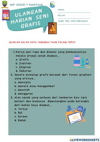 Ulangan harian seni grafis kelas ix