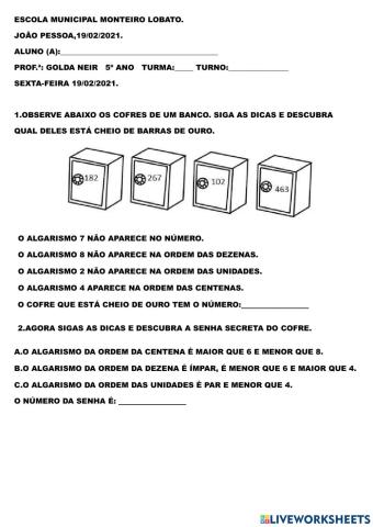 Sondagem de MATEMÁTICA