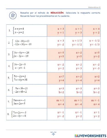 Método de reducción 2