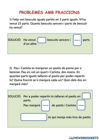 Problemes de fraccions