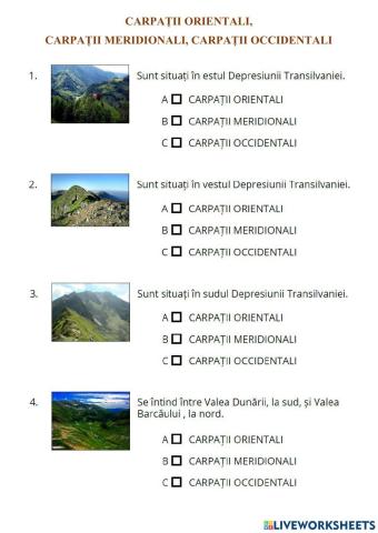 Carpații Orientali, Carpații Meridionali, Carpații Occidentali