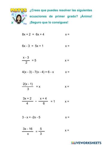 Ecuaciones de primer grado