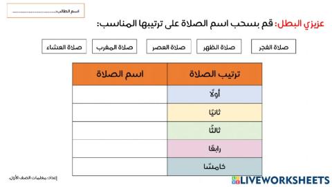 نشاط الدين ترتيب الصلوات