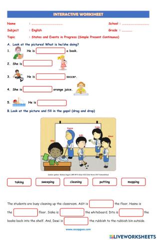 LKS Interaktif Bahasa Inggris tentang States and Events in Progress (Simple Present Continuous)