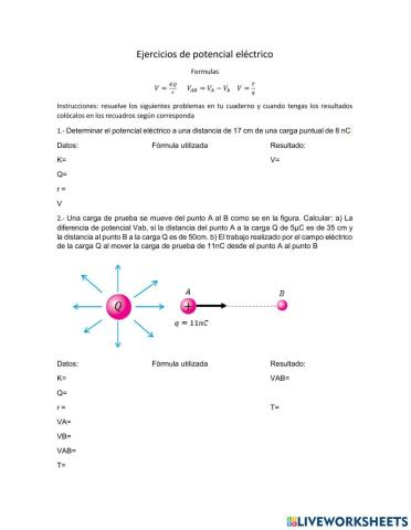 Ejercicios de potencial eléctrico