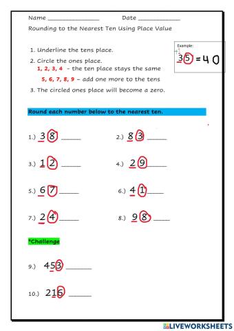 Rounding to the nearest ten