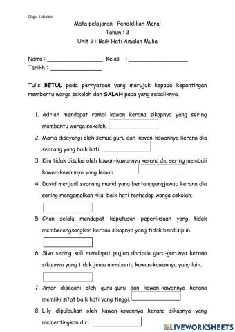 Unit 2: baik hati amalan mulia