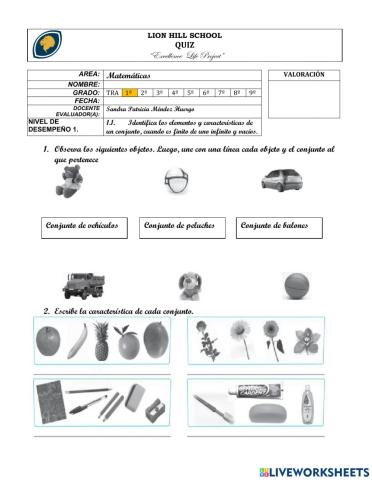 Quiz sobre conjuntos grado 1