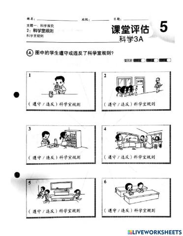 3年级科学 第二课（科学室规则）