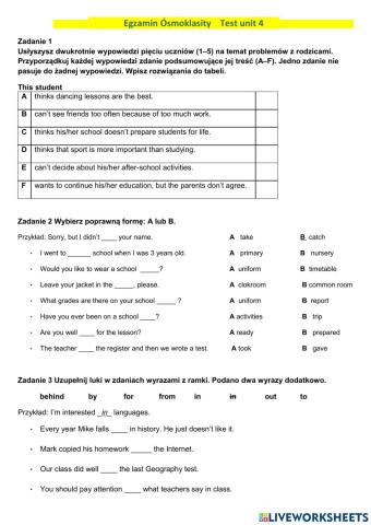 Test unit 4 egzamin ósmoklasity