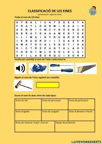 Classificació de les eines - Identificació més eines